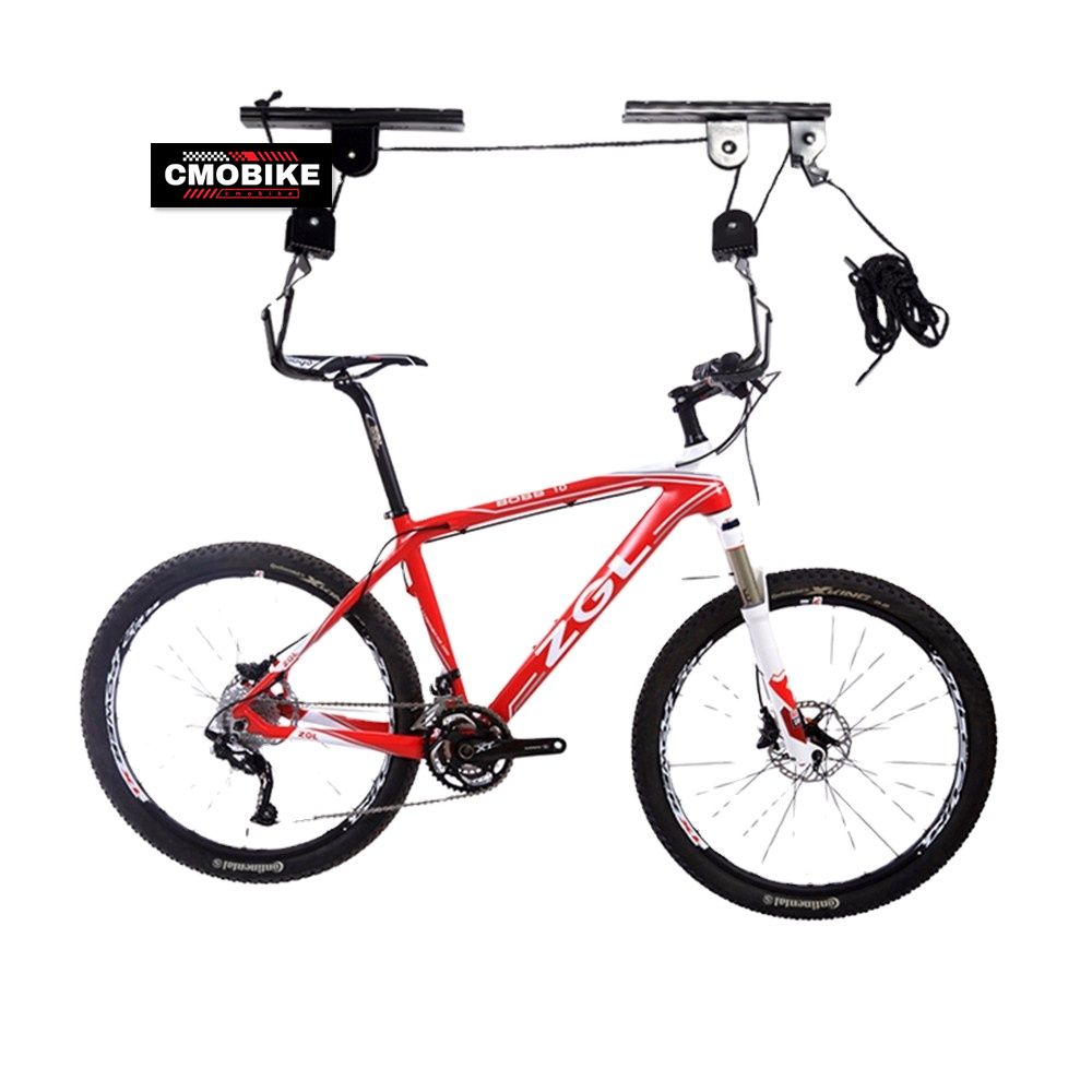 Bike Rack Pully Space-Saving Wall Bicycle Rack: Ceiling Pulley Bike Storage Solution