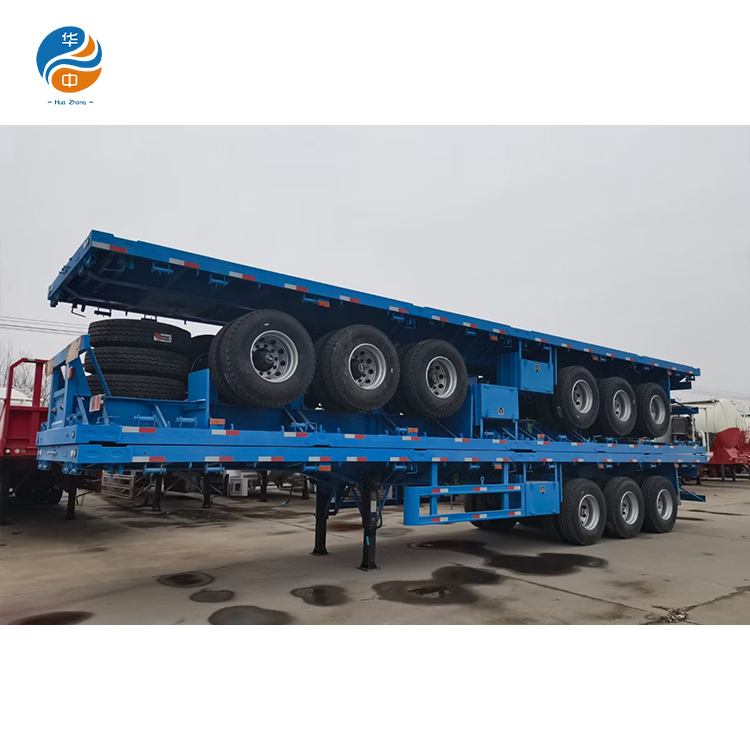HUAZHONG 3AXLE مقطورة مسطحة يتم شحنها إلى نيجيريا
