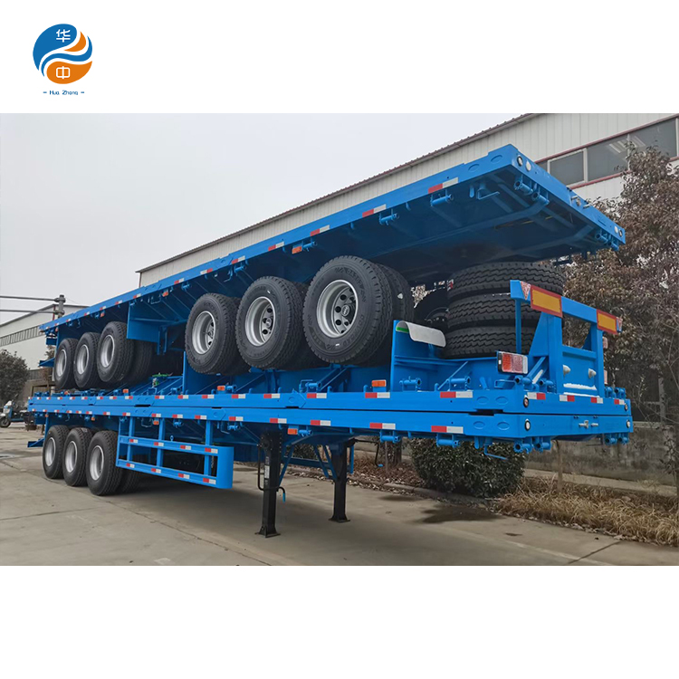 HUAZHONG 3AXLE مقطورة مسطحة يتم شحنها إلى نيجيريا