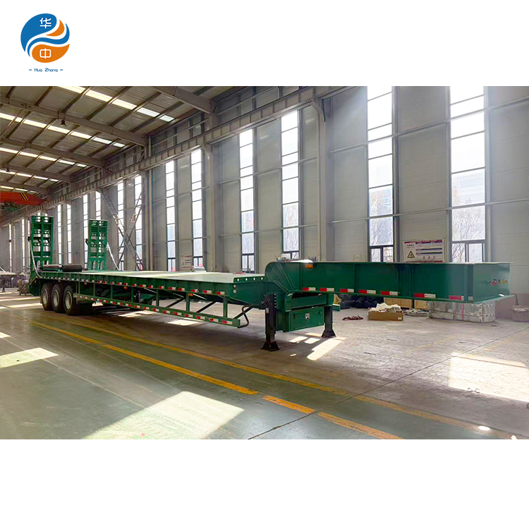 HUA ZHONG Factory Manufactures 80Ton lowbed truck trailer with 5-Year Warranty