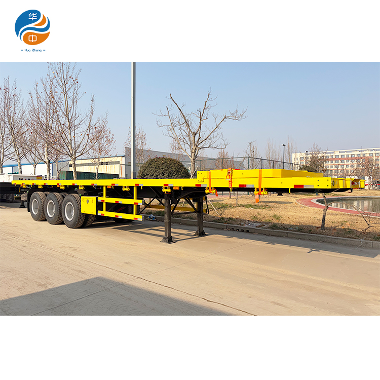 مقطورة مسطحة ثقيلة بثلاثة محاور HUAZHONG مع محور Fuwa