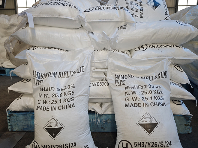 What should be done if ammonium bifluoride leaks?