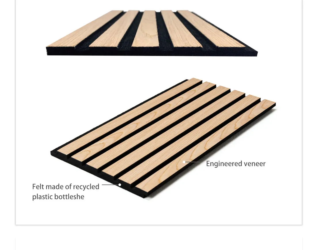 Acoustic wooden slats panel
