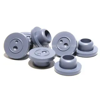 Designed for aluminum seal finish vials Two-leg style reduces possibility of legs sticking together Gray high grade butyl rubber, lyophilization style