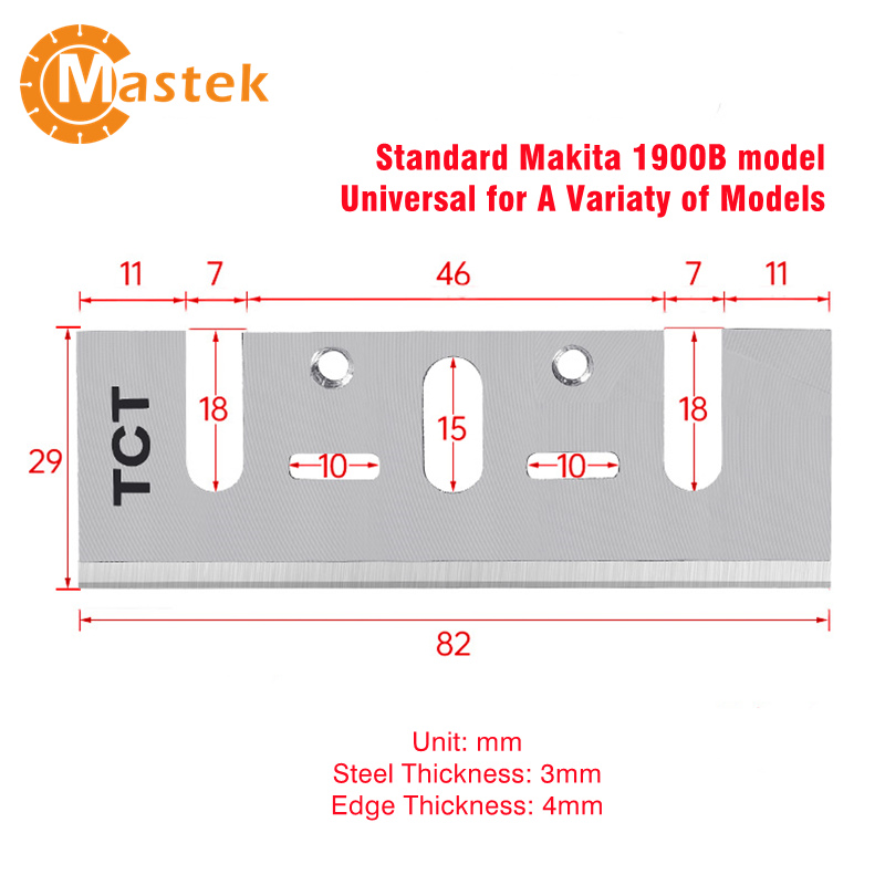 4 TCT Carbide Planer Blades - 82x5.5x1.1mm, Replacement For Electric Planer Models E.g., Budget BEH6005