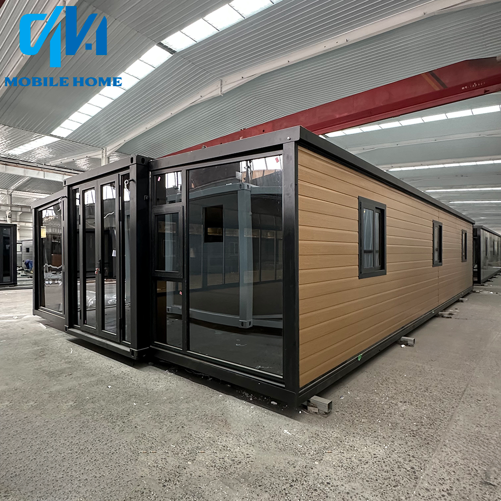 40FT Expandable Container House | Wood Grain & Glass Wall