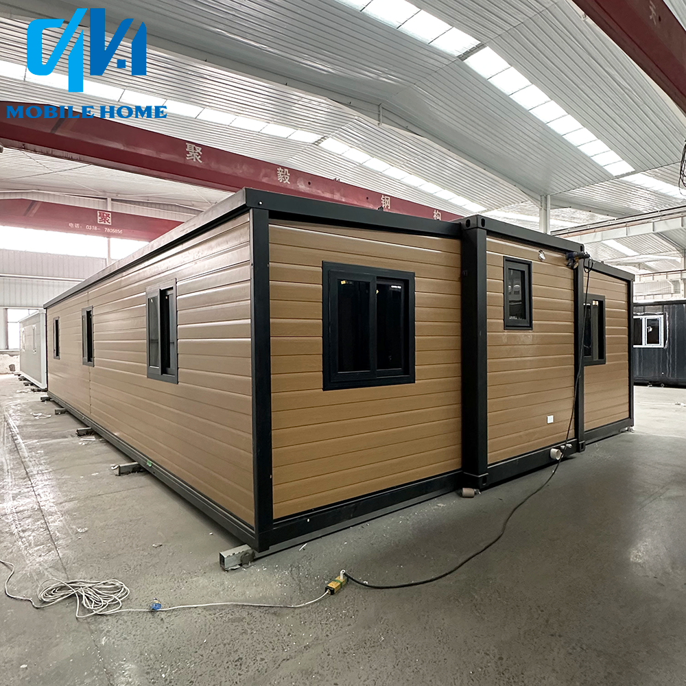 40FT Expandable Container House | Wood Grain & Glass Wall