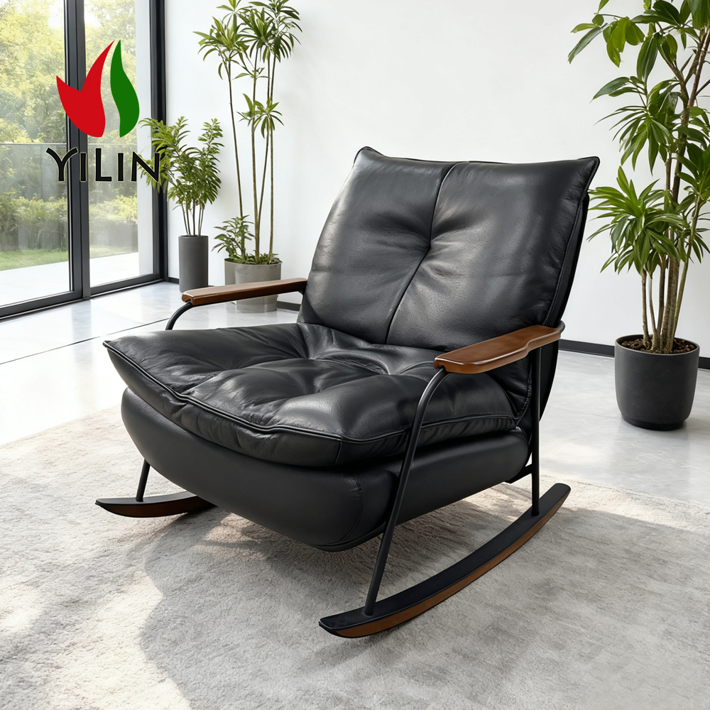 Single Rocking Chair Genuine Leather Single Lazy Rocking Chair