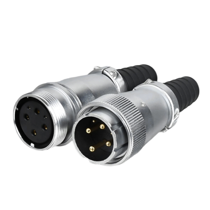 Multi pin cable to metal plug connector