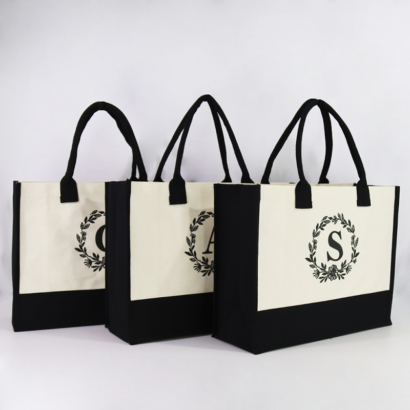 Personalisierte Monogramm-Tragetasche aus Segeltuch – Premium-Einkaufstasche mit großem Fassungsvermögen, 43 x 17 x 32 cm, für Geschenke und Reisen