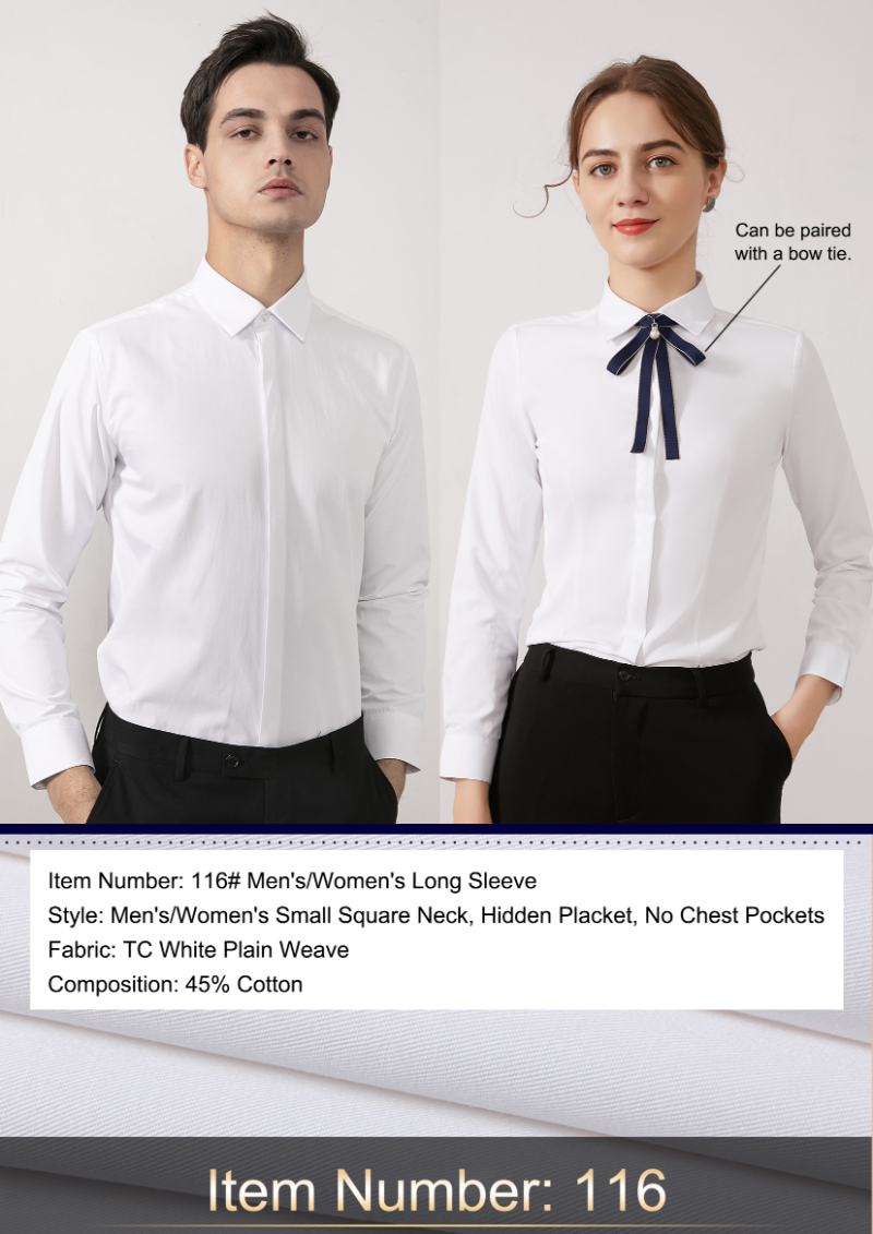 Camisas de manga larga de cuello cuadrado pequeño para hombres y mujeres Camisas de manga larga de cuello cuadrado pequeño para hombres y mujeres
