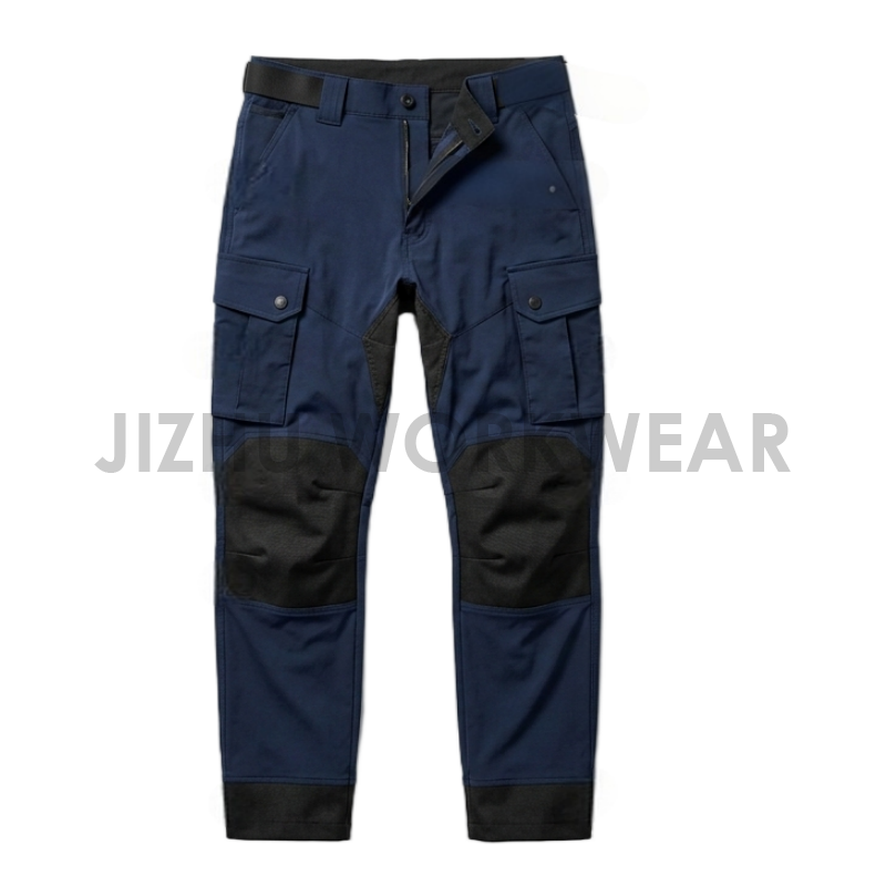 Marineblaue, doppelt knielange, gepolsterte Arbeits-Cargohose