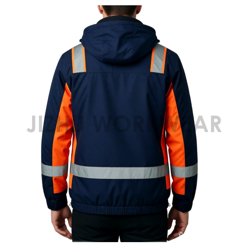 Men's Heavy-Duty Navy Blue Safety Work Jacket