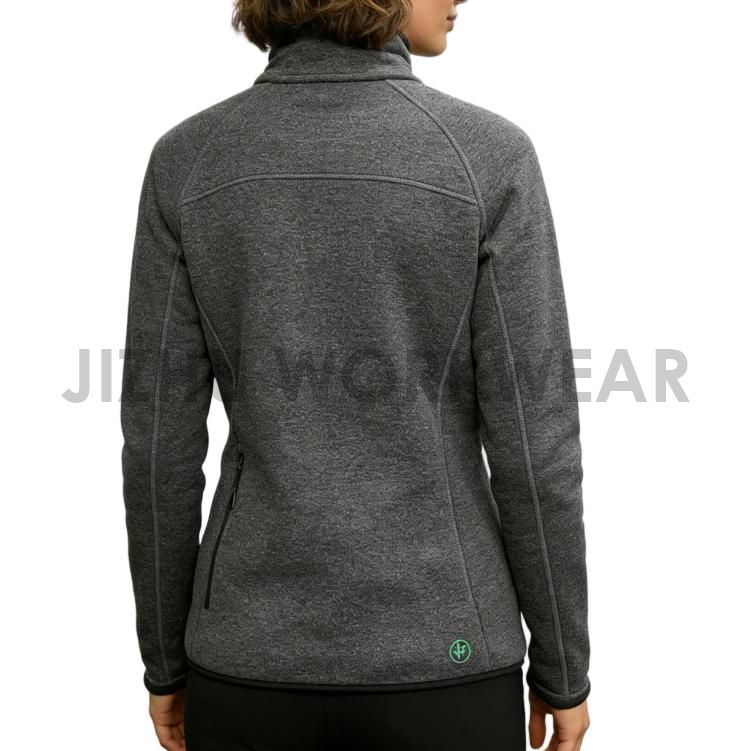 Graue Fleecejacke für Damen – weich, warm und stilvoll mit Reißverschlusstaschen
