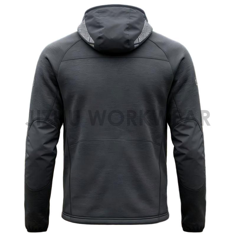 Graue Herren-Fleecejacke mit Kapuze