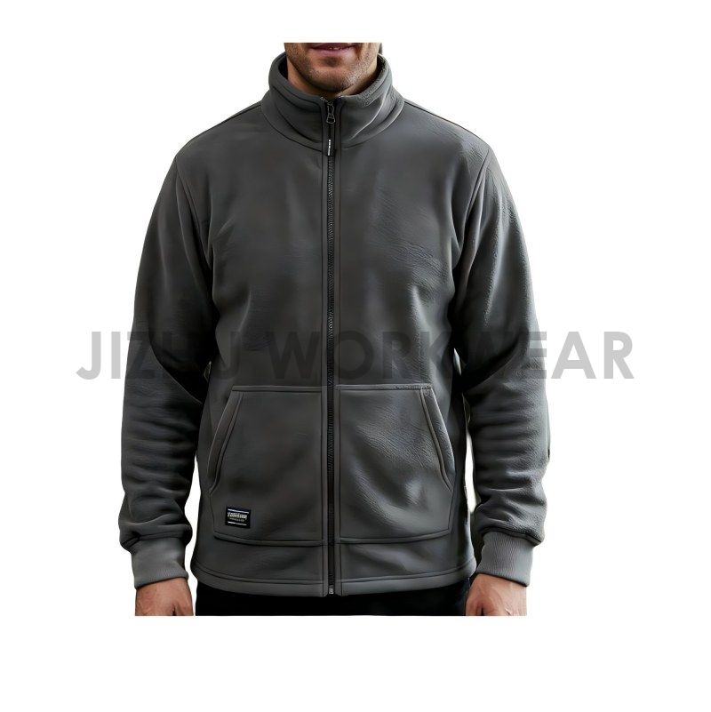 Anthrazitfarbene Thermo-Fleecejacke mit durchgehendem Reißverschluss für Herren