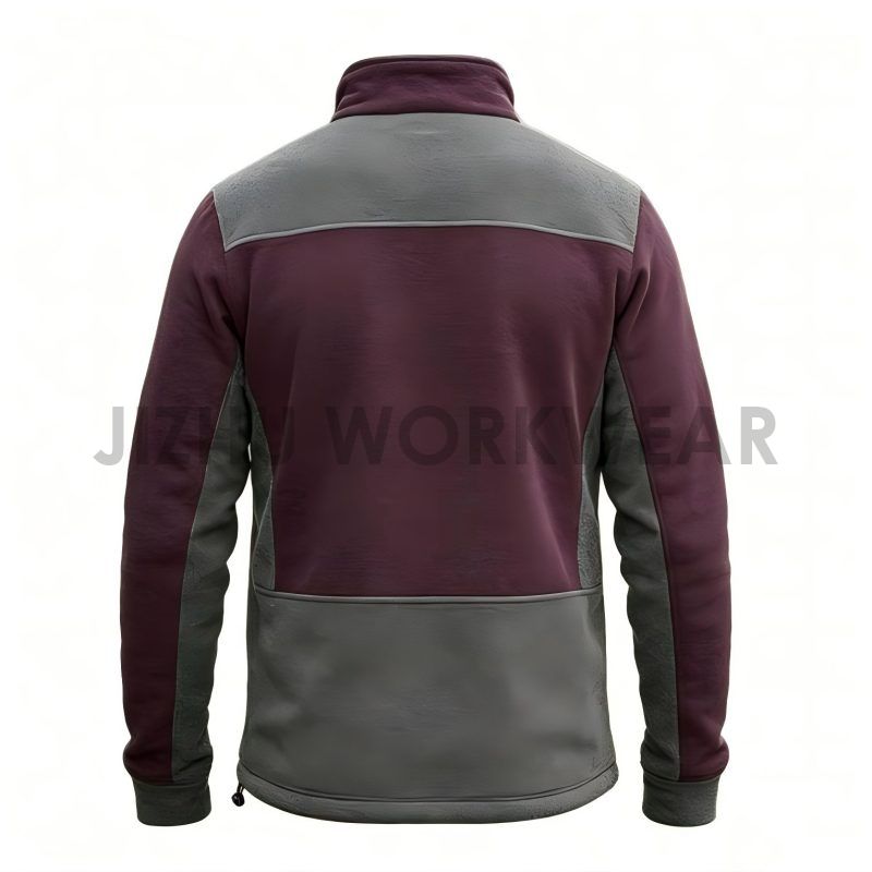 Burgunderrote und graue Colorblock-Fleecejacke für Herren