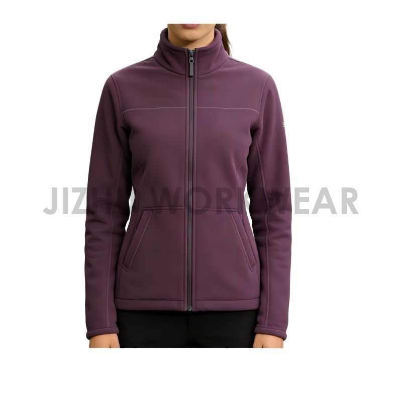 Lila Fleecejacke mit durchgehendem Reißverschluss für Damen
