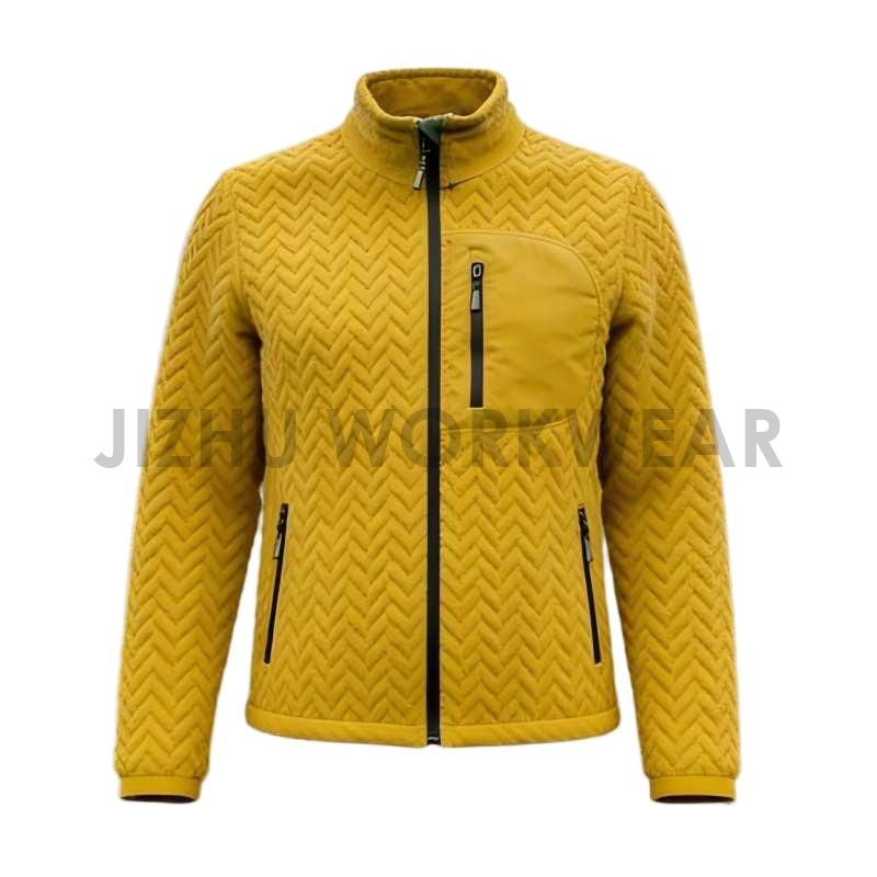 Senfgelbe gesteppte Fleecejacke für Herren