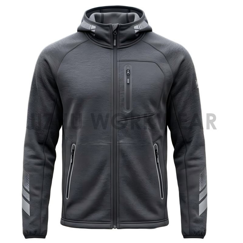 Graue Herren-Fleecejacke mit Kapuze