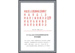 Hebei Provincial Department of Human Resources and Social Security Document No. 25 of 2025 - Notice on the Recognition of Harmonious Labor Relations Units in Hebei Province in 2024 (1)