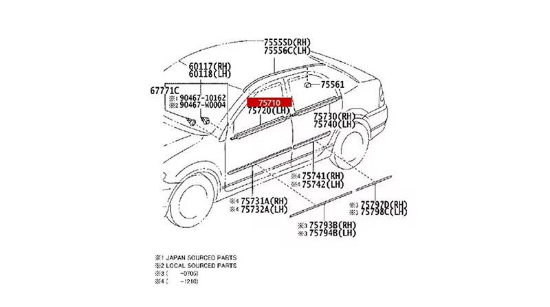 Car Window Weather Strip For Toyota Corolla 2003-2007