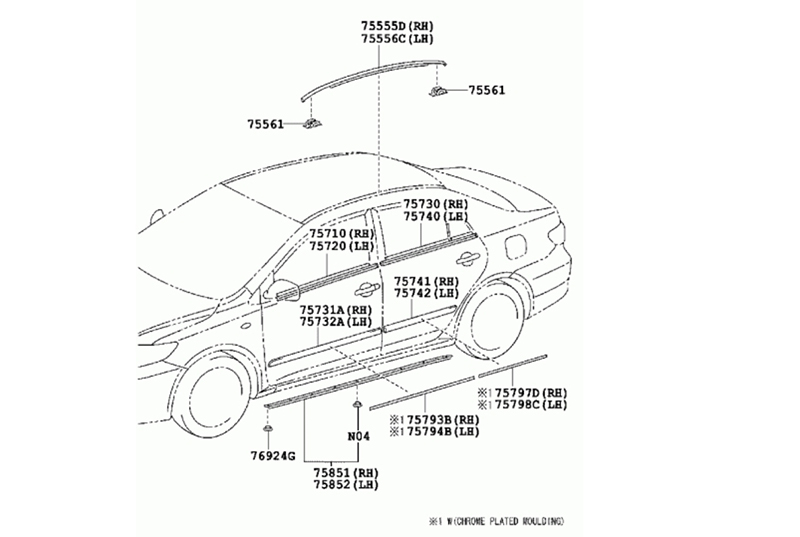 Uszczelka szyby samochodowej do Toyoty Corolla 2008-2013
