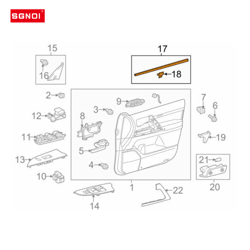 랜드 크루저 용 내부 창 몰딩 트림 2008-2016