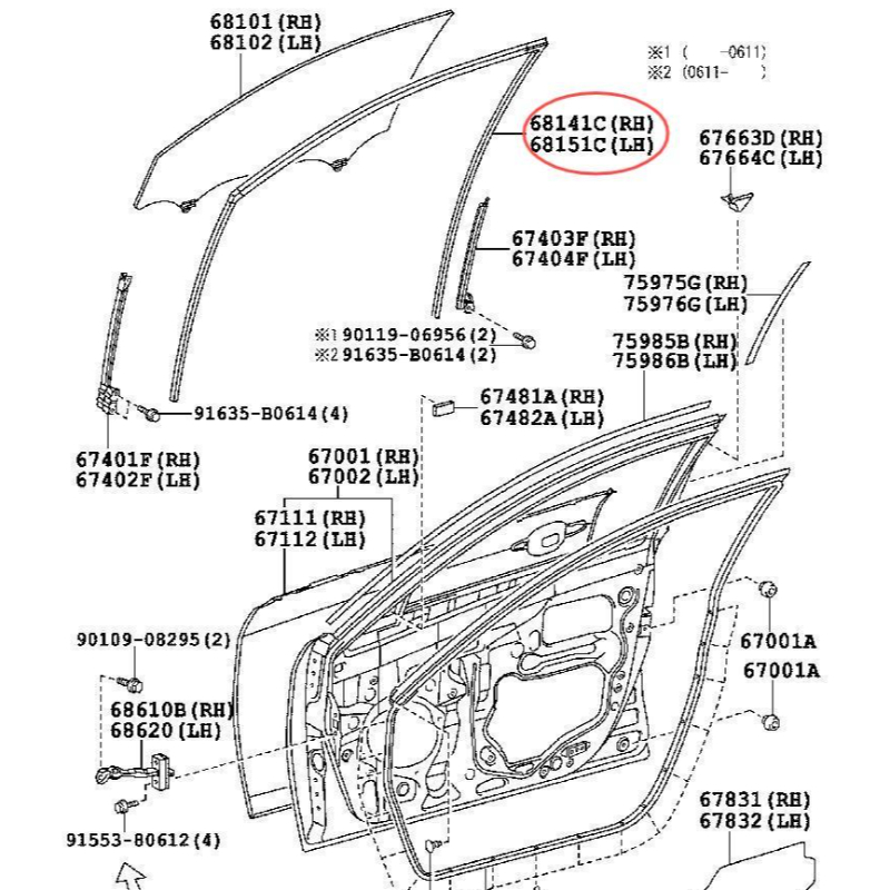 Toyota Camry үшін арналық шыныдан жасалған арнайы дақылдар, 2006-2011 жж