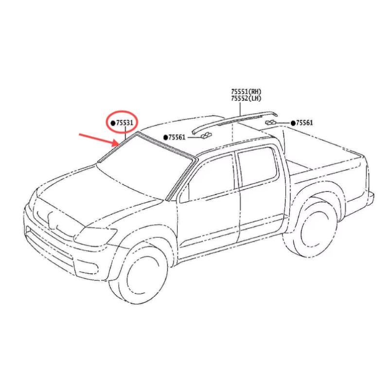 Windshield Seal 75531-0k010 for Toyota Hilux Vigo 2005-2015