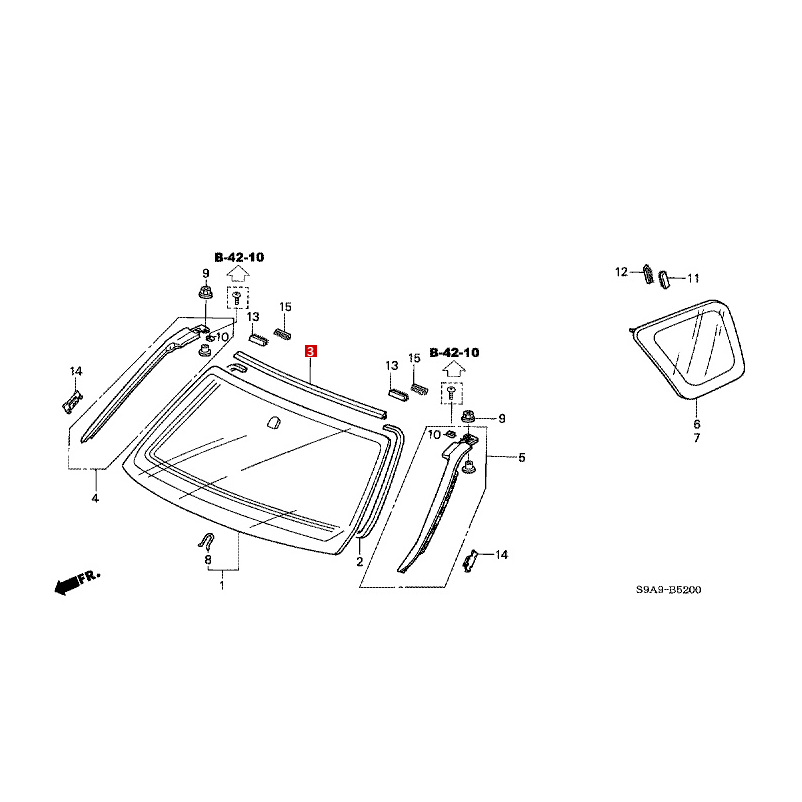 Uszczelka gumowa szyby przedniej do Hondy CRV 73150-S9A-003