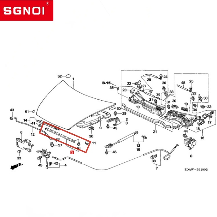 Gumowa uszczelka maski samochodu dla Honda ACCORD 2003-2006