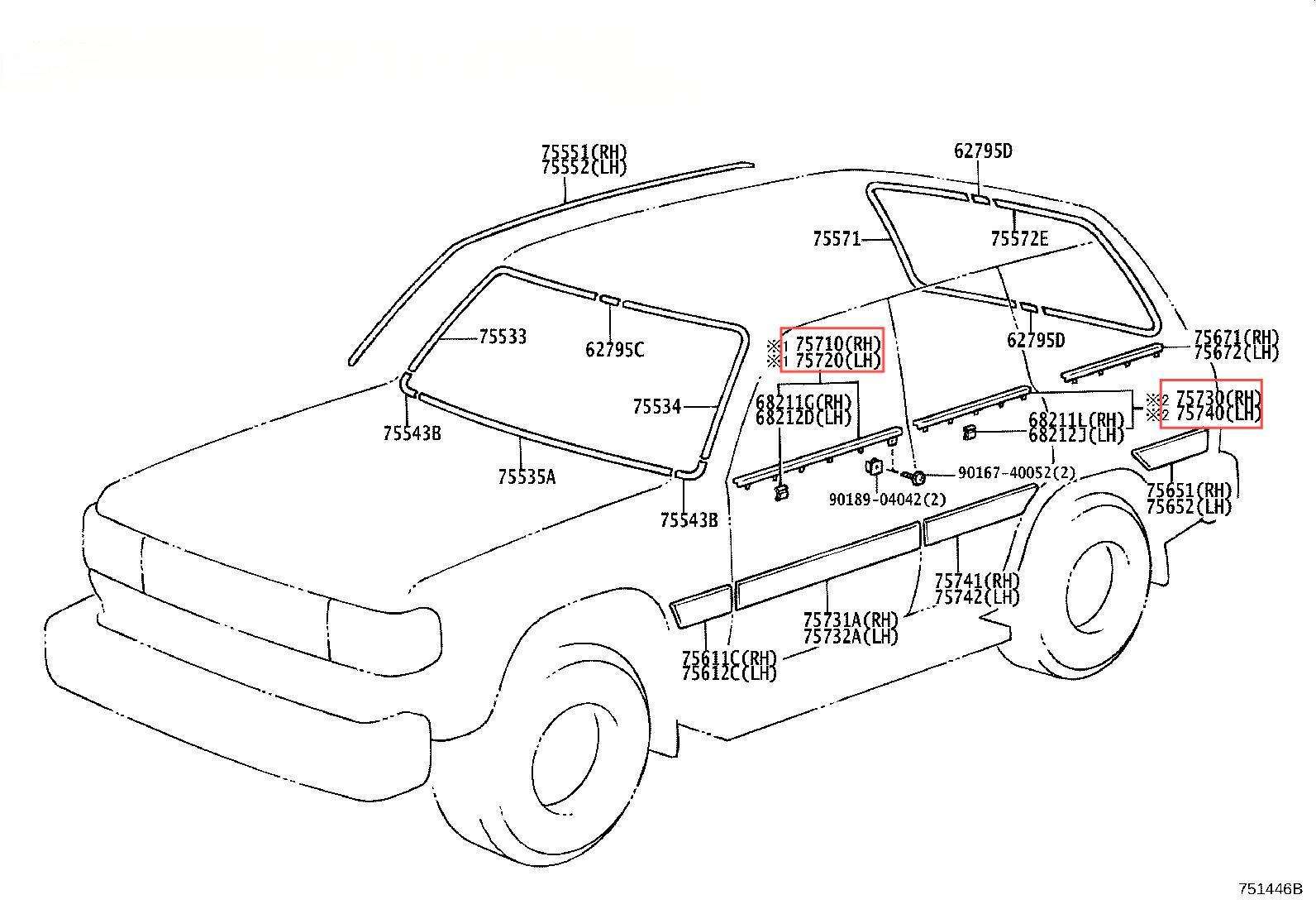 Car window Weatherstrip For Toyota Land Cruiser LC80 1990-1998