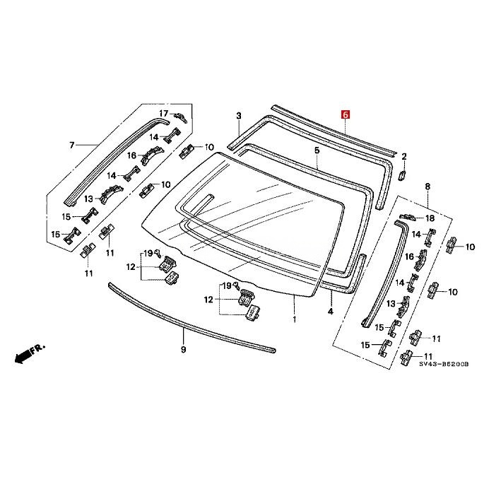 73151-SV4-003 Windshield Weather Seal for Honda Accord 1994-1997