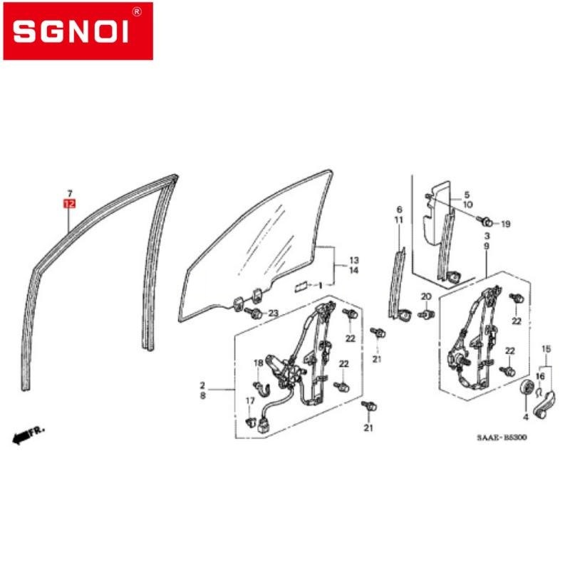 Automotive Glass Run Channel Seal Strip for Honda Accord 1994-1997