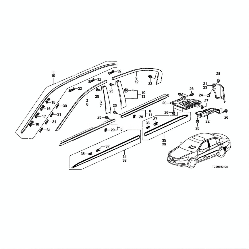 HONDA Acord 2008-2013 को लागि कार रूफ स्ट्रिप फिट