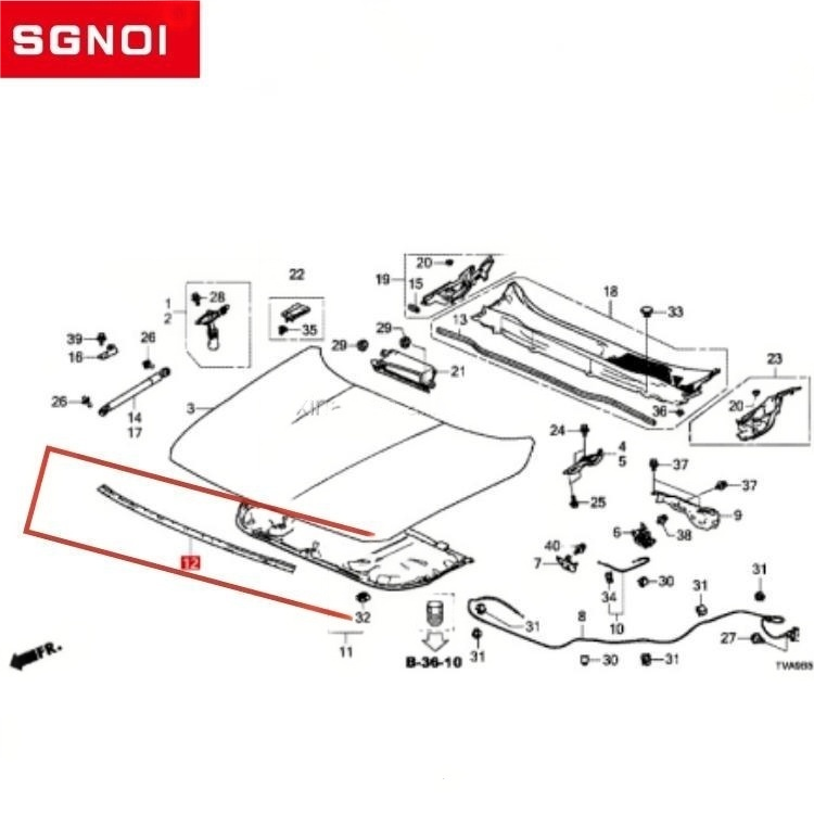 Front Hood Cover Rubber Seal for Honda Accord 2019-2023