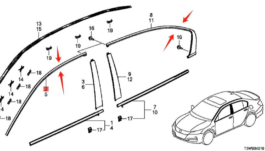 Molding door sash for Honda Accord 2014-2018