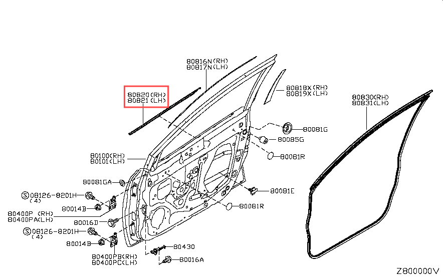 닛산 티이다 2011-2021 용 윈도우 웨더 스트립 키트