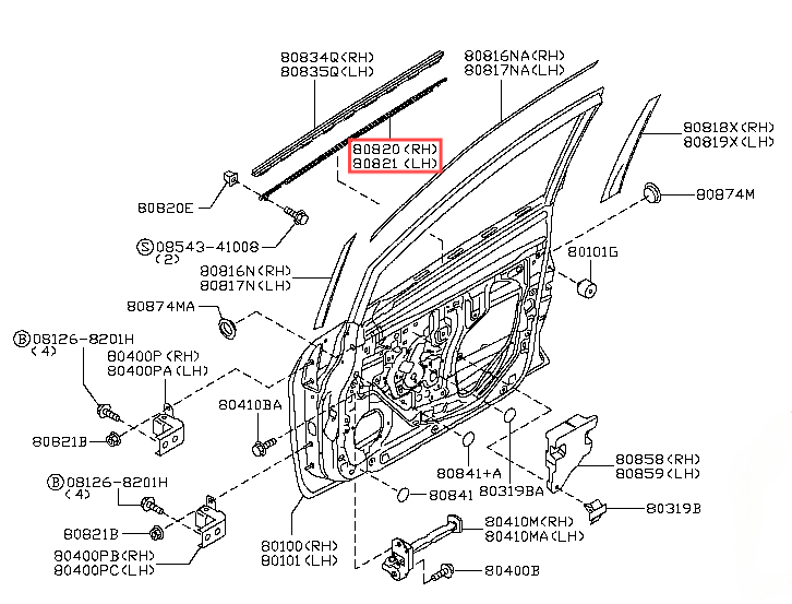 Window Weatherstrip Kit for NISSAN TIIDA 2004-2010
