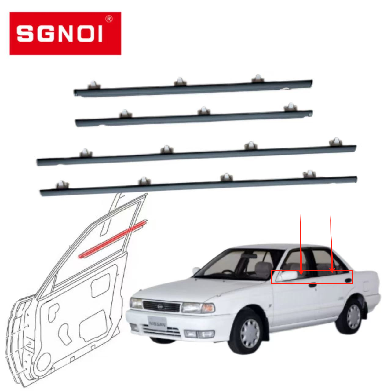 Door Belt Weather Strip Fit for NISSAN Sunny B13
