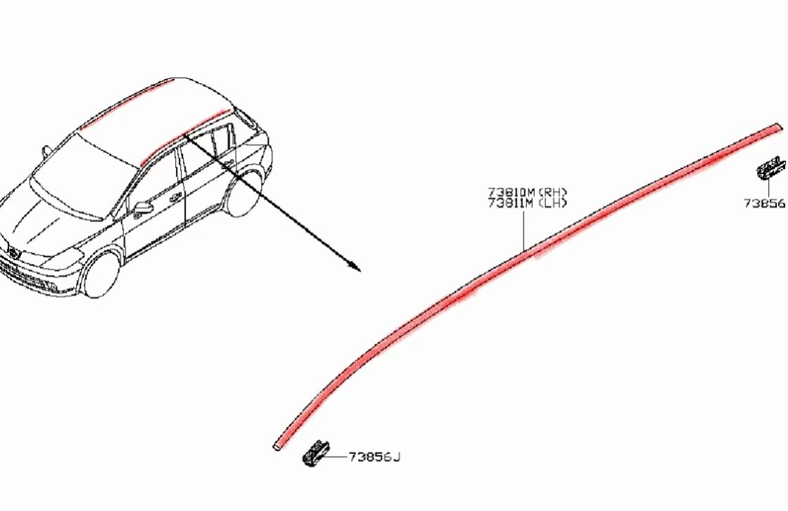 Roof Seal strip for Nissan TIIDA 2015 Sedan
