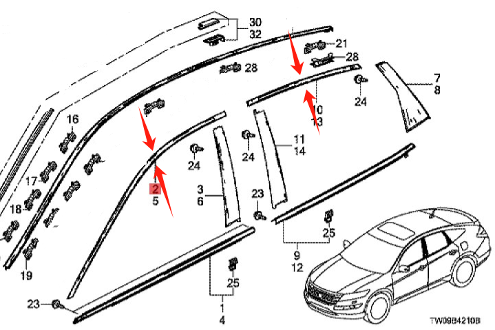 Car Window Trim Strips Cutting for CROSSTOUR 2011-2016