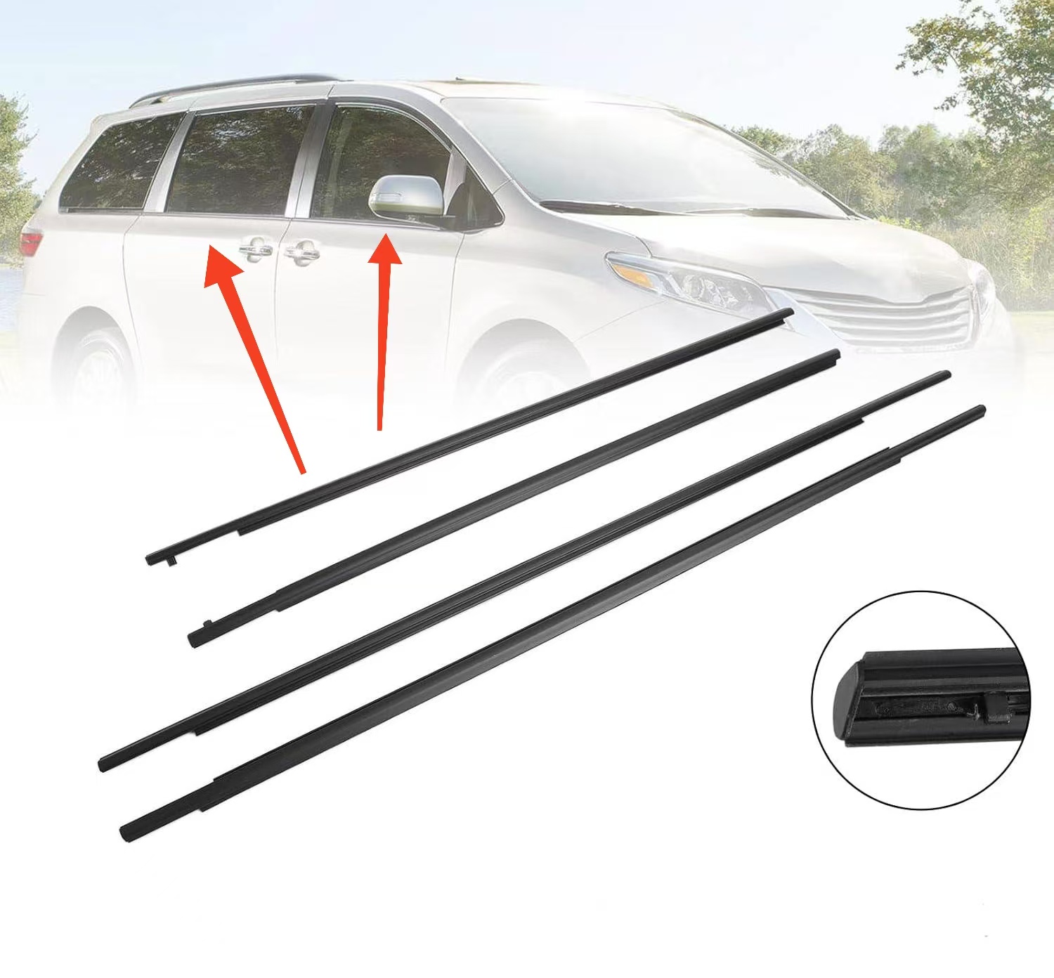 Black Strip Weatherstrip for Toyota Sienna 2010-2020