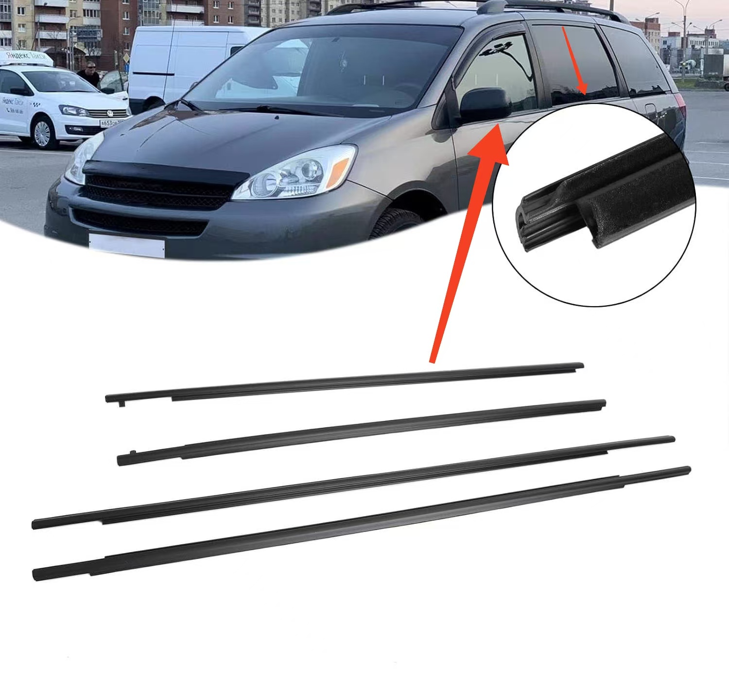 도요타 시에나 2010-2020 용 블랙 스트립 웨더 스트립