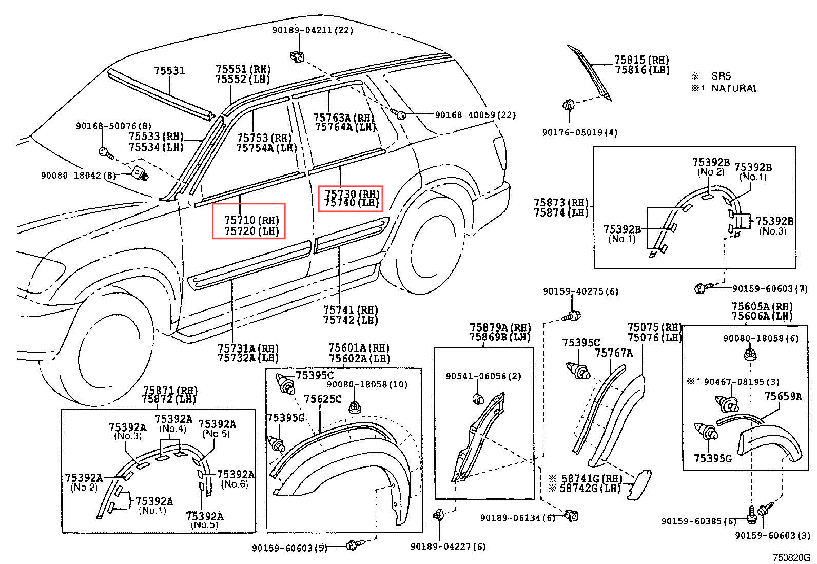 Car Window Weatherstrip for Toyota Sequoia 2001-2007