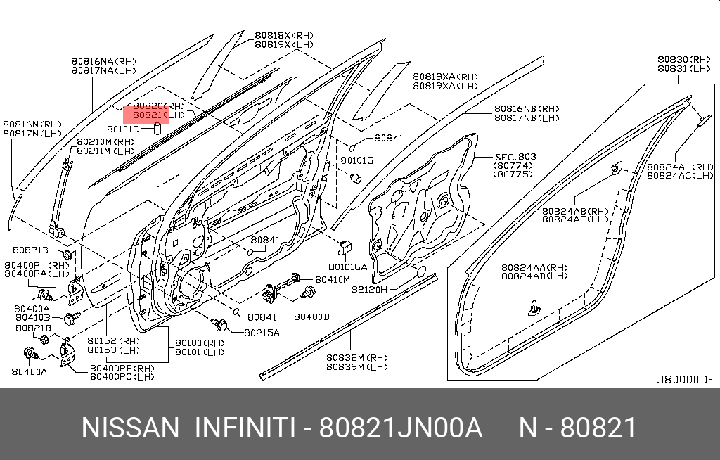 Car Window Weatherstrip for Nissan TEANA 2008-2012