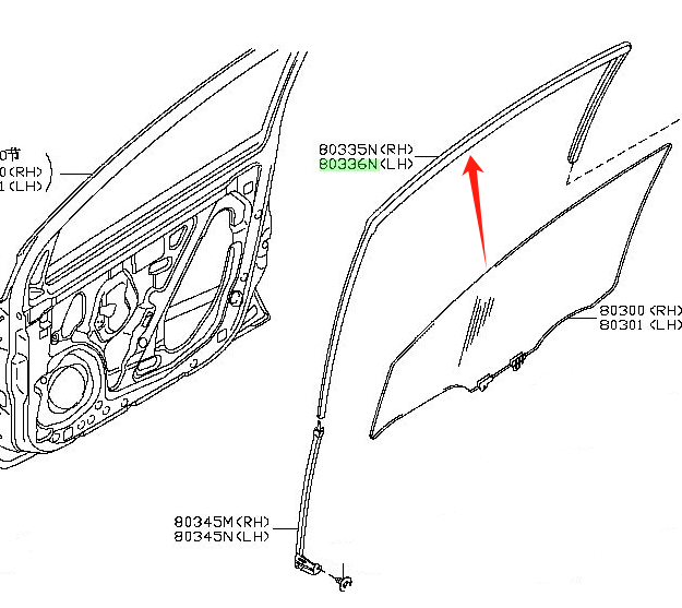 Run Channel Seal Strip for Nissan Livina 2007-2015