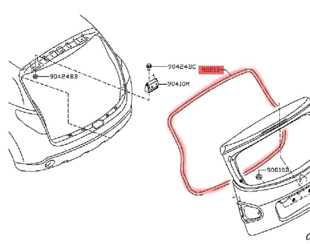 Weatherstrip Trunk Lid for Nissan QASHQAI 2008-2014