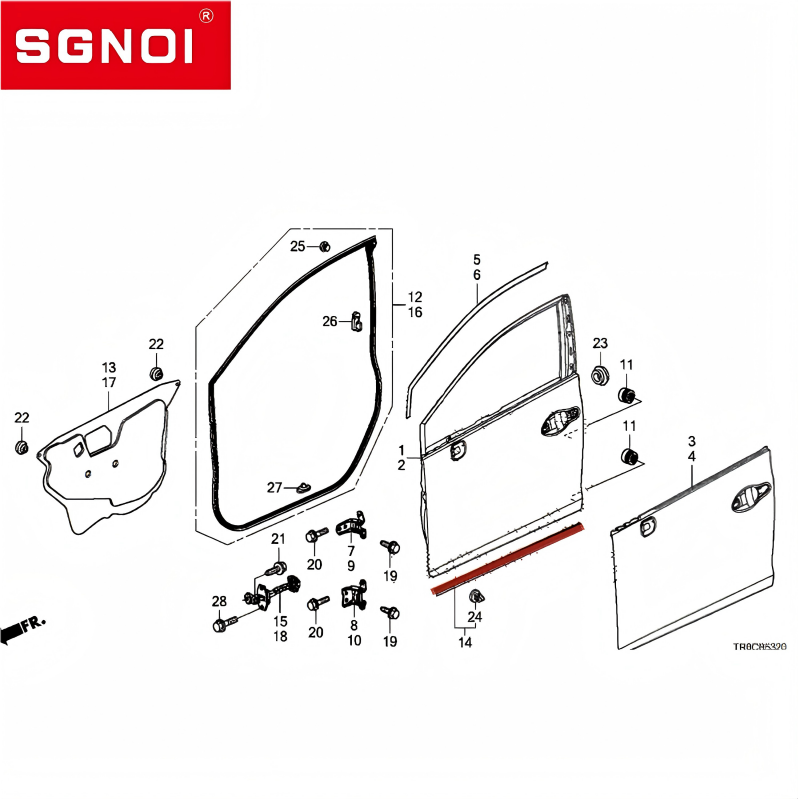 Car Door Lower Weatherstrip for Honda Vezel 2015-2021